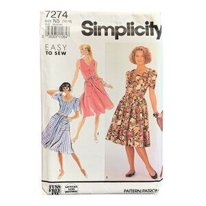 Simplicity Easy to Sew Dress Pattern 7274 Size 10-18 Vintage - uncut